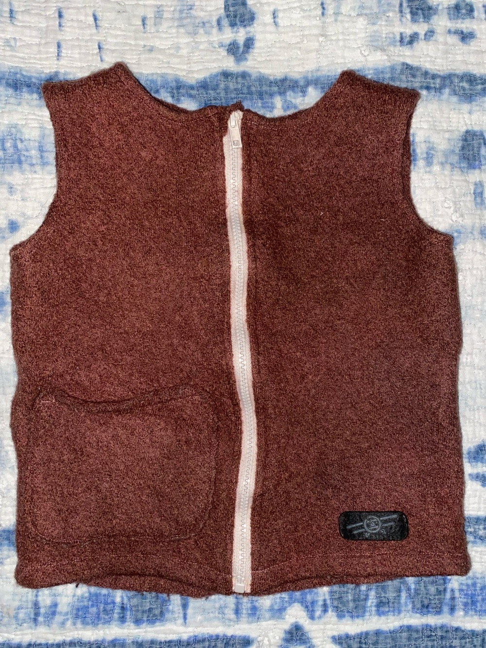 Kids 100% Boiled Wool Brown Zip-Front Vest Jacket size 110/116 (4-5T)